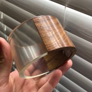 Cool Two Tone Bracelet: Wood + Clear Resin Bangle